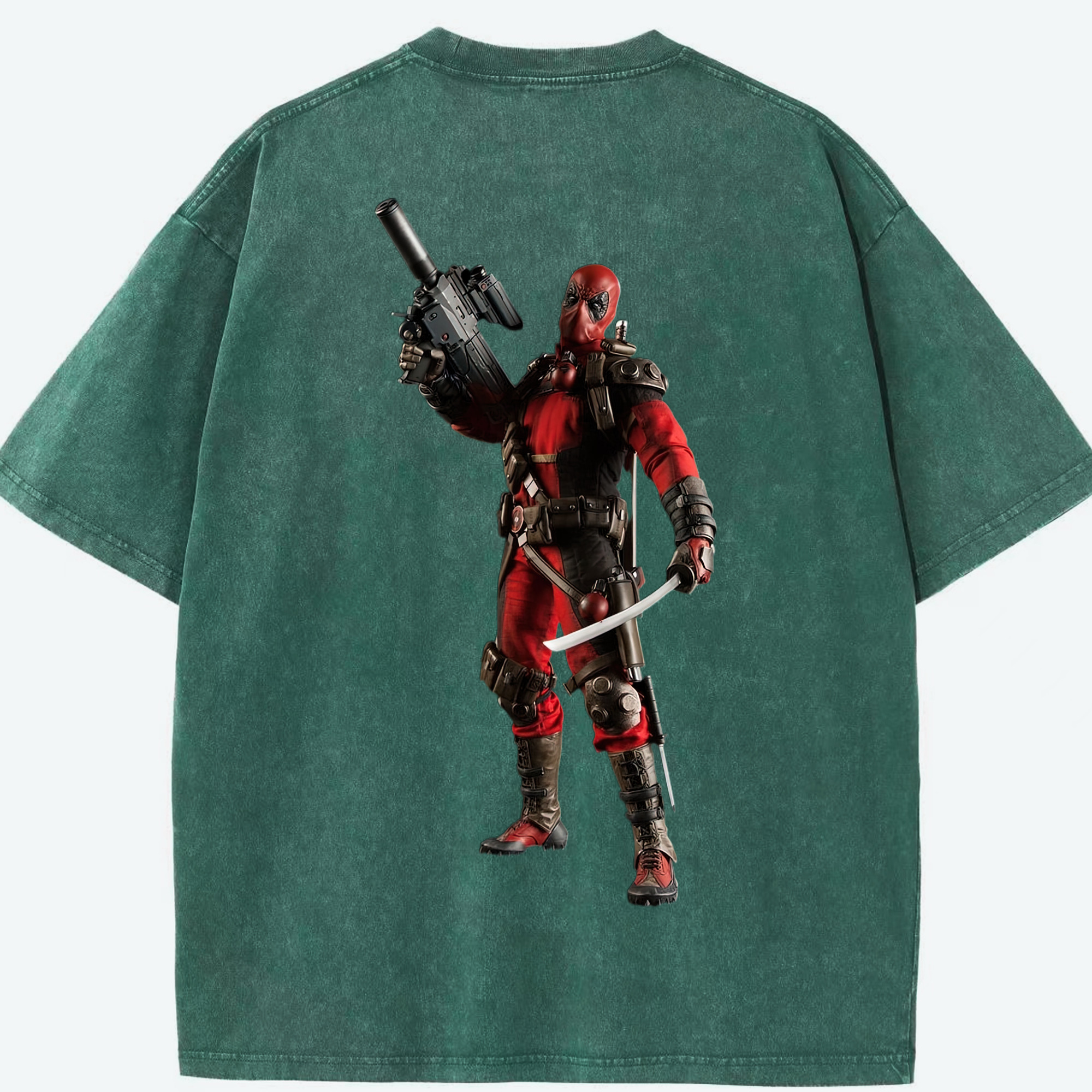 （画像用） Deadpool デッドプール 綿100% ヴィンテージ風 半袖Tシャツ（背面プリント）